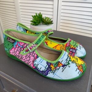 Y2K 2004 Chocolaticas World Map Flats With Strap Size 39 / 8.5